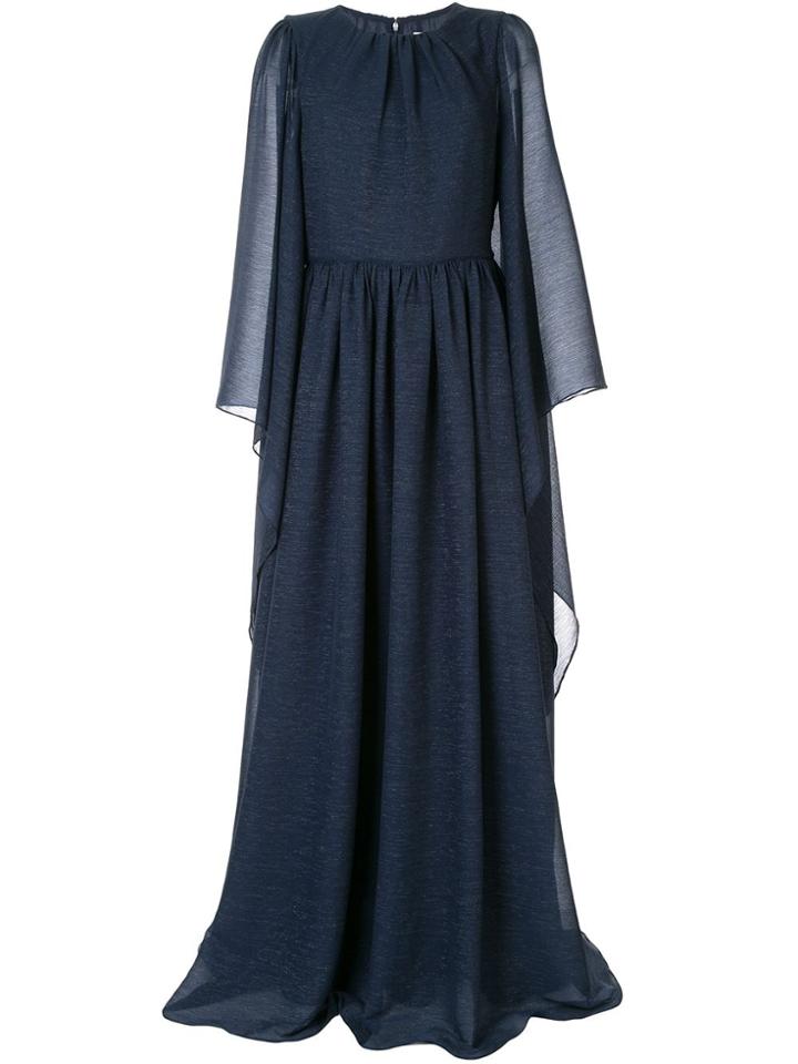 Ingie Paris Draped Long-sleeved Dress - Blue