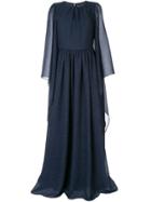 Ingie Paris Draped Long-sleeved Dress - Blue