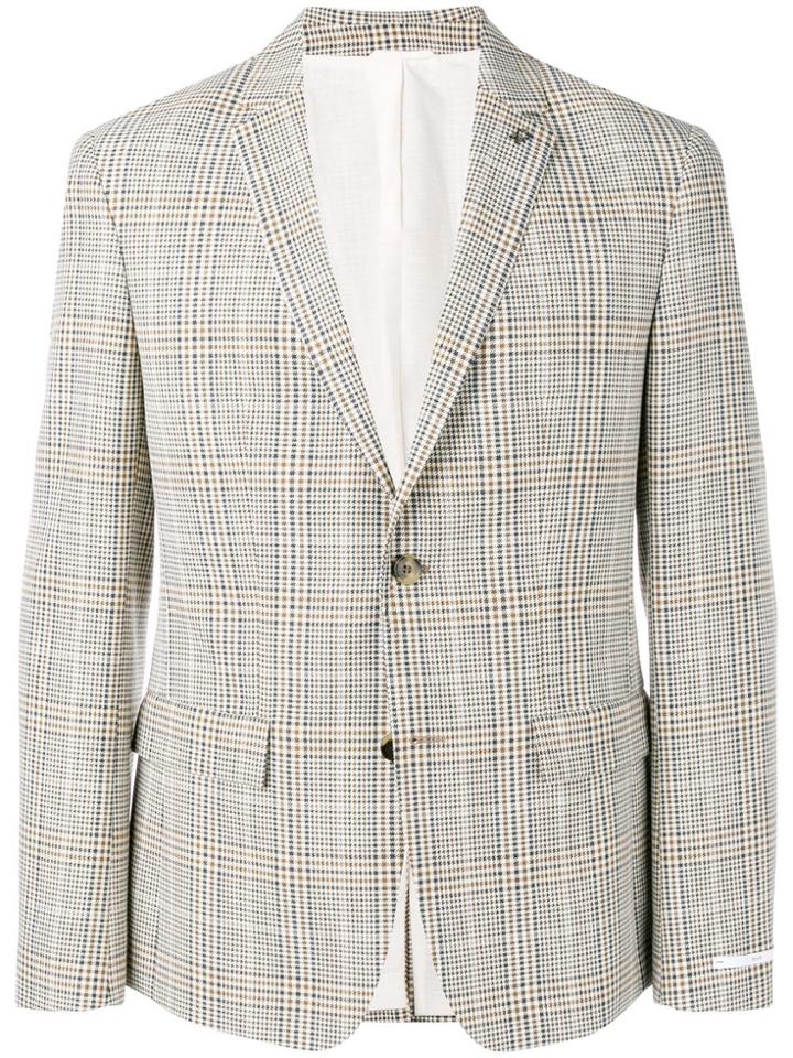 Calvin Klein Tartan Pattern Blazer - Nude & Neutrals