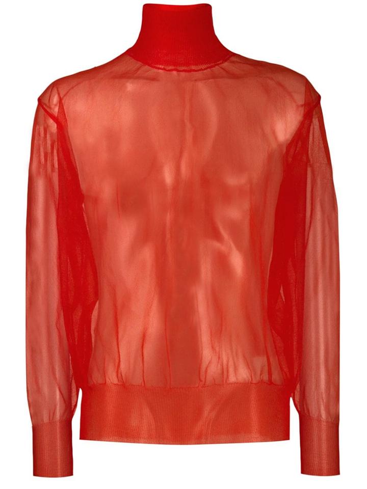 Maison Margiela Sheer Turtleneck Top - Red