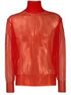 Maison Margiela Sheer Turtleneck Top - Red