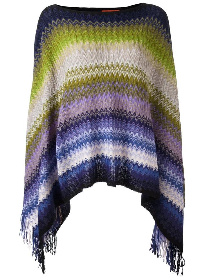 Missoni Fringed Poncho, Women's, Green, Acrylic/wool
