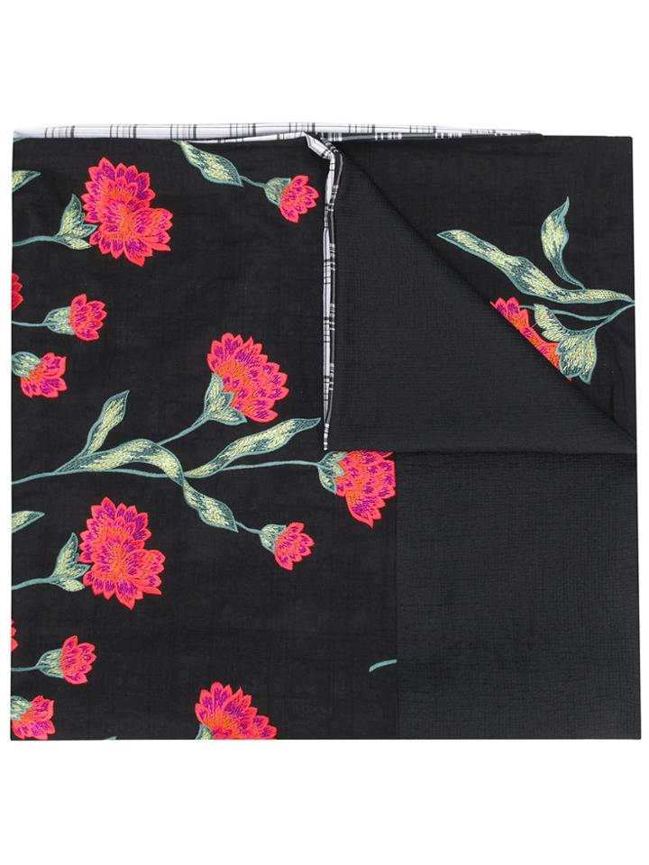 Ermanno Gallamini Floral Check Patterned Scarf - Black