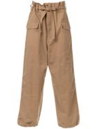 Sasquatchfabrix. Slouched Waist-tied Trousers - Brown