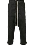 Rick Owens Drkshdw Coated Cropped Drop-crotch Trousers - Black