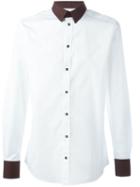 Dolce & Gabbana Polka Dot Detail Shirt, Men's, Size: 43, White, Cotton