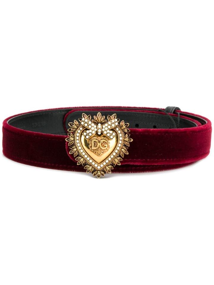 Dolce & Gabbana Sacred Heart Buckle Velvet Belt