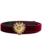 Dolce & Gabbana Sacred Heart Buckle Velvet Belt