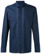 Lanvin - Embroidered Lines Shirt - Men - Silk/cotton - 39, Blue, Silk/cotton