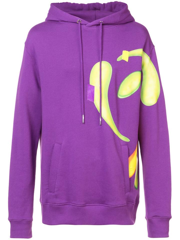 Rochambeau Taped Drop Print Hoody - Pink & Purple