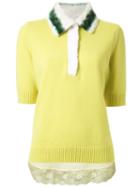 Muveil Embellished Collar Knitted Blouse, Women's, Size: 38, Yellow/orange, Acrylic/nylon/polyester/wool