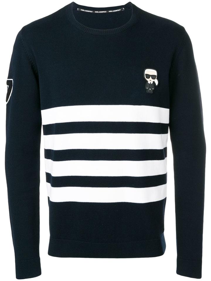 Karl Lagerfeld Knitted Crew Neck Sweater - Blue