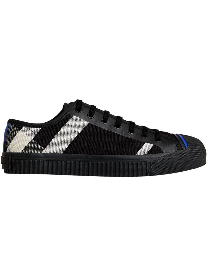 Burberry Canvas Check And Leather Sneakers - Black