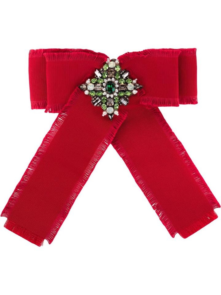 Gucci Grosgrain Bow Brooch - Red