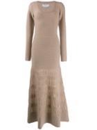Gabriela Hearst Textured-knit Flared Maxi Dress - Neutrals