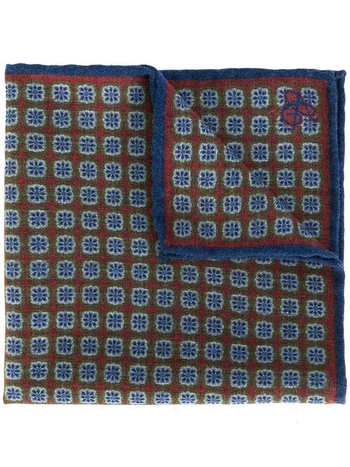 Canali Printed Pocket Square - Blue