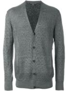 John Varvatos Distressed Pattern Button Down Cardigan