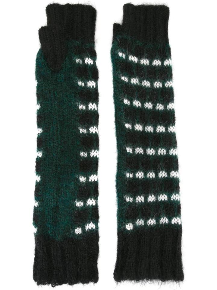 Marni Fingerless Knit Gloves, Women's, Size: Medium, Green, Polyamide/mohair/wool