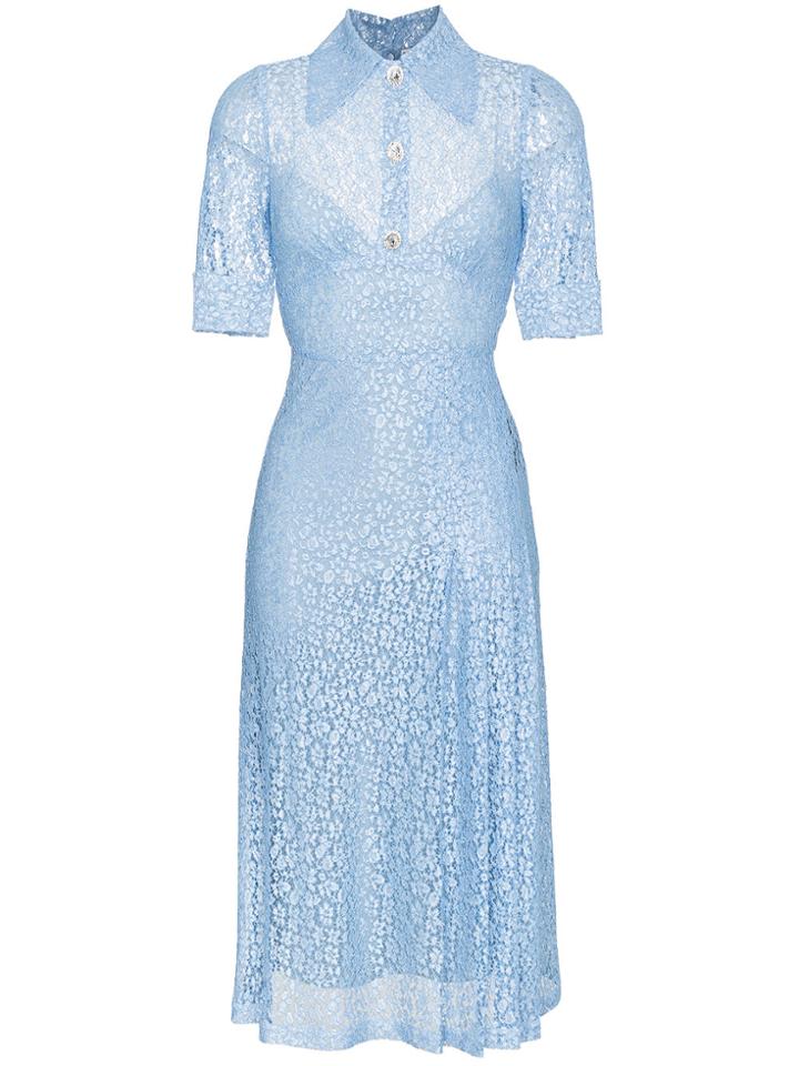Alessandra Rich Infermiera Floral Lace Dress - Blue