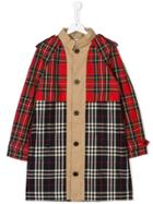 Burberry Kids Teen Mixed Check Trench Coat - Nude & Neutrals