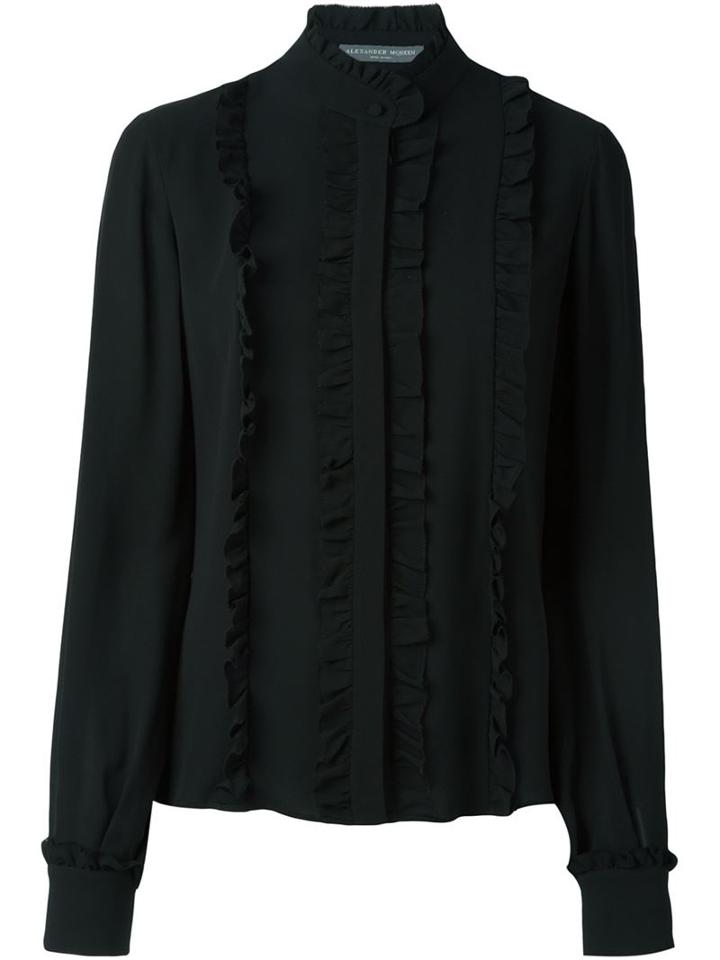 Alexander Mcqueen Ruffled Blouse, Size: 42, Black, Silk