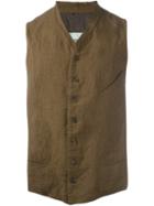 Ziggy Chen Classic Waistcoat, Men's, Size: 50, Brown, Cotton/linen/flax/wool