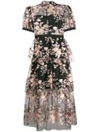 Self-portrait Floral Sequin Embellished Dress - Black