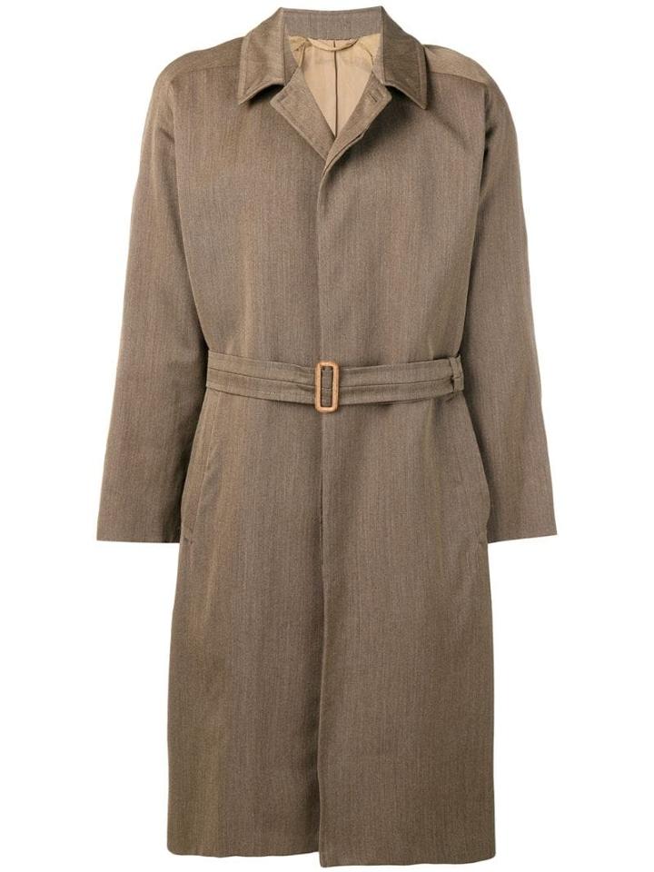 Giorgio Armani Pre-owned 1980's Belted Midi Coat - Grey Brown
