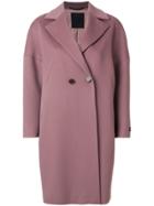 Les Copains Buttoned Cocoon Coat - Pink & Purple