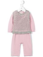 Cashmirino - Woven Knitted Romper - Kids - Cashmere - 9 Mth, Pink/purple