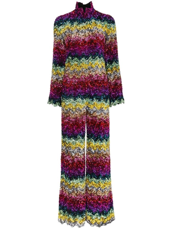 Ashish Rainbow Sequin Embellished Silk Jumpsuit - Multicolour