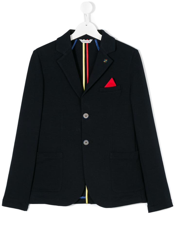 Manuel Ritz Kids Pocket Square Blazer - Blue