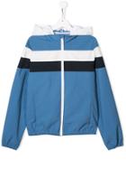 Herno Kids Teen Striped Hooded Jacket - Blue