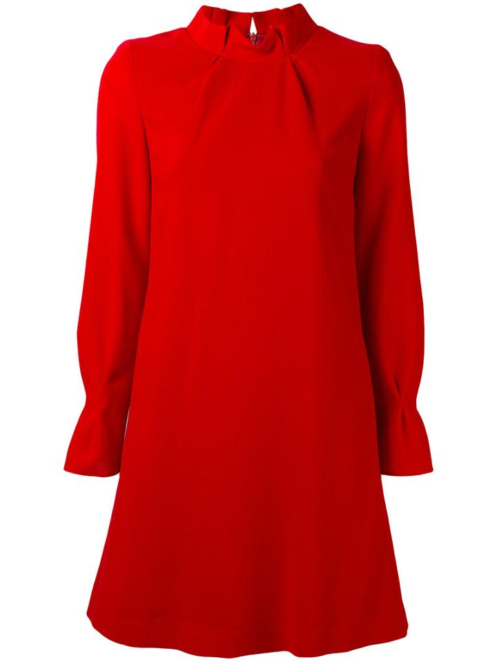 Goat - Pleat Collar Tunic Dress - Women - Polyester/acetate/wool - 12, Red, Polyester/acetate/wool