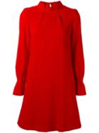 Goat - Pleat Collar Tunic Dress - Women - Polyester/acetate/wool - 12, Red, Polyester/acetate/wool