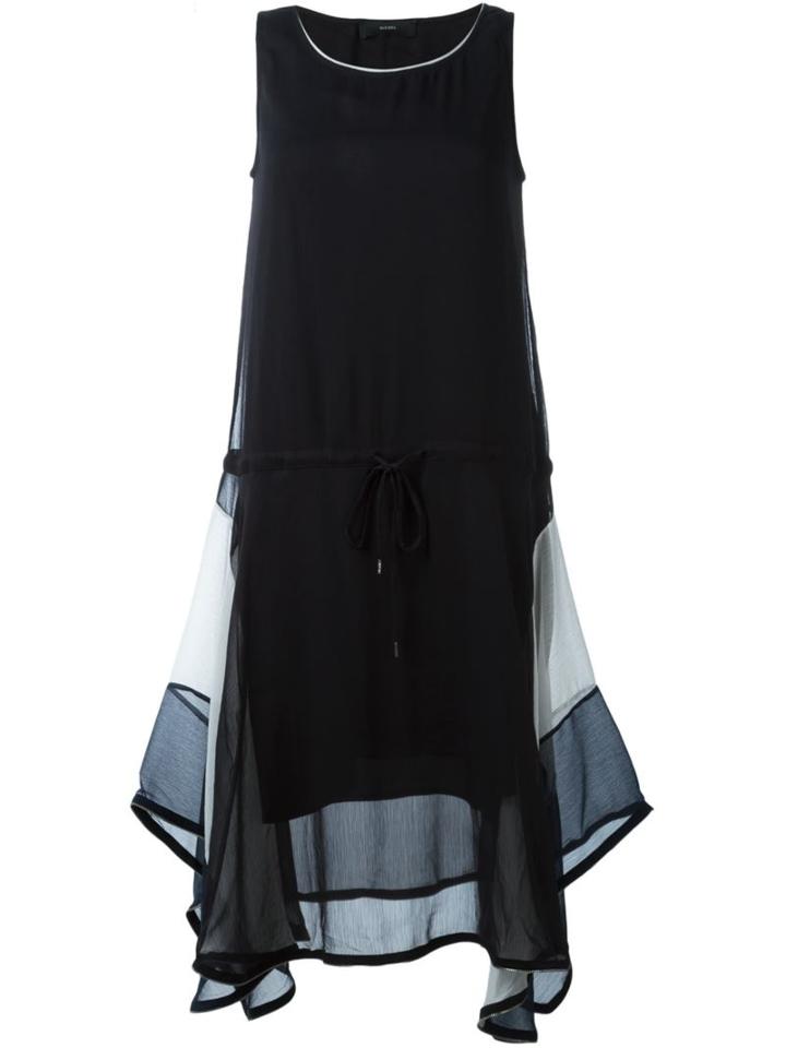 Diesel Flared Sheer Dress, Women's, Size: Medium, Black, Polyester
