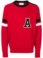 Ami Alexandre Mattiussi Striped 'a' Jumper - Red