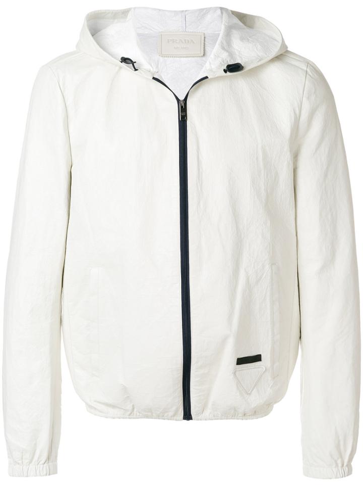 Prada Zipped Hooded Jacket - White