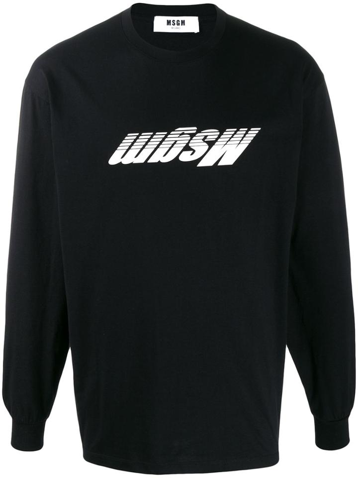 Msgm Upside Down Logo Print Sweatshirt - Black