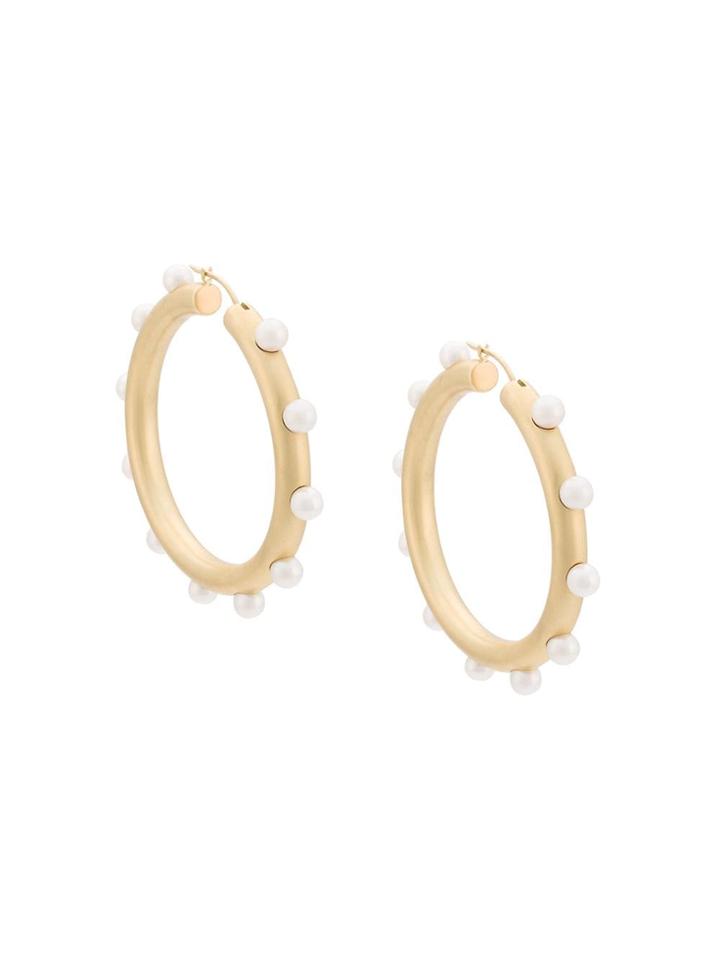 Irene Neuwirth Pearl Embellished Hoop Earrings - Yellow & Orange