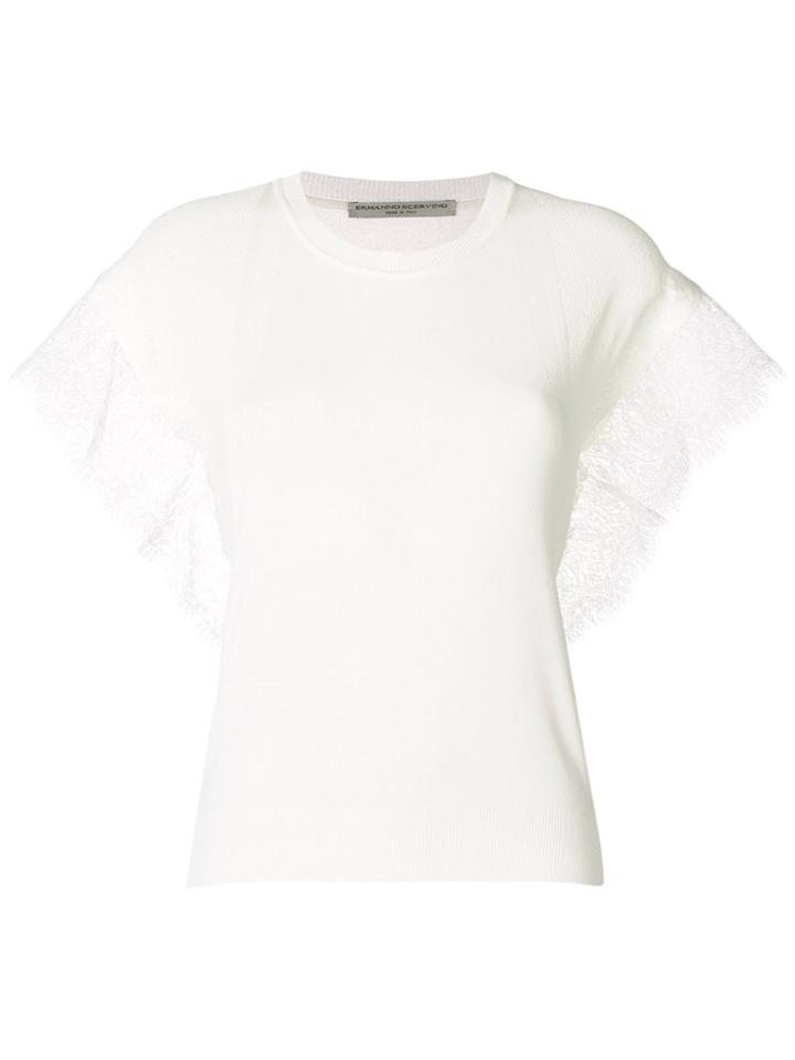 Ermanno Scervino Lace Trim Tee - White