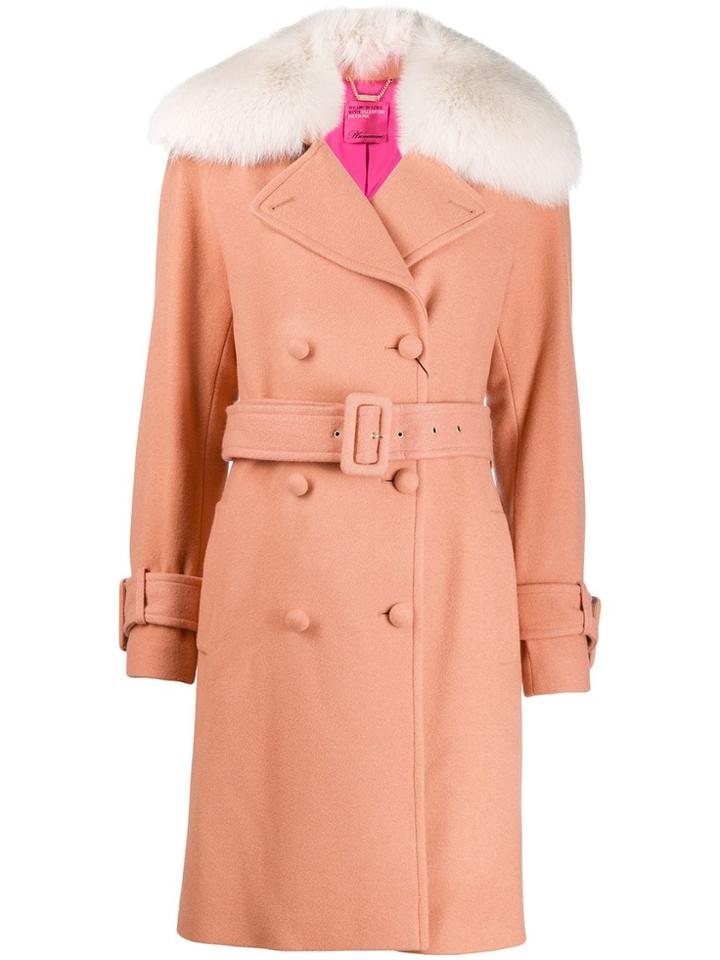 Blumarine Fur Trimmed Coat - Pink