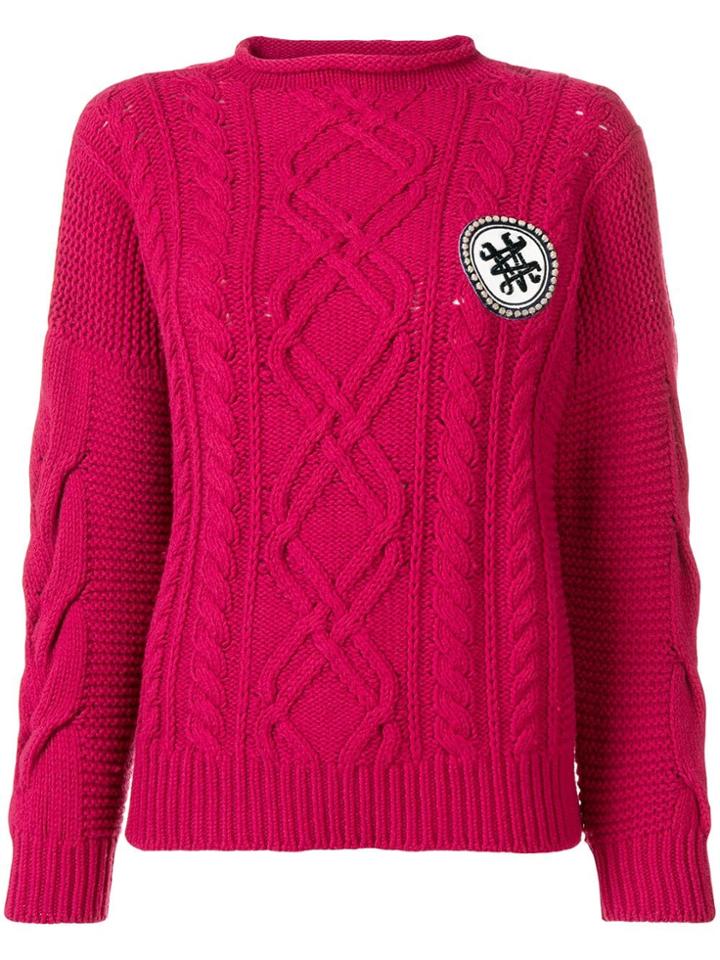 Mr & Mrs Italy Logo Cable-knit Sweater - Pink
