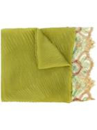 Valentino - Valentino Garavani Pleated And Lace Scarf - Women - Silk/polyamide/viscose/cashmere - One Size, Green, Silk/polyamide/viscose/cashmere