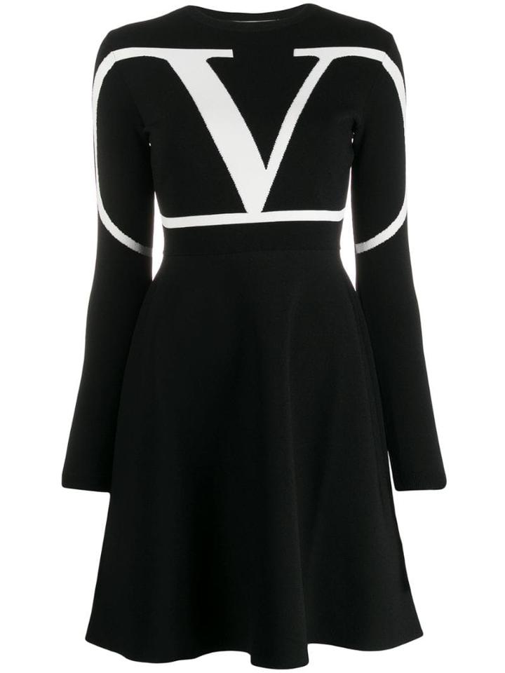 Valentino Vlogo Skater Dress - Black