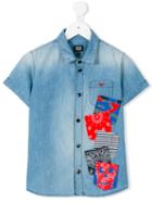 Armani Junior - Short-sleeved Shirt - Kids - Cotton - 12 Yrs, Blue