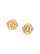 Chanel Pre-owned 1988 Cut-out Cc Earrings - Gold