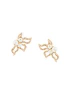Oscar De La Renta Pavé Petal Pearl Earrings - Gold