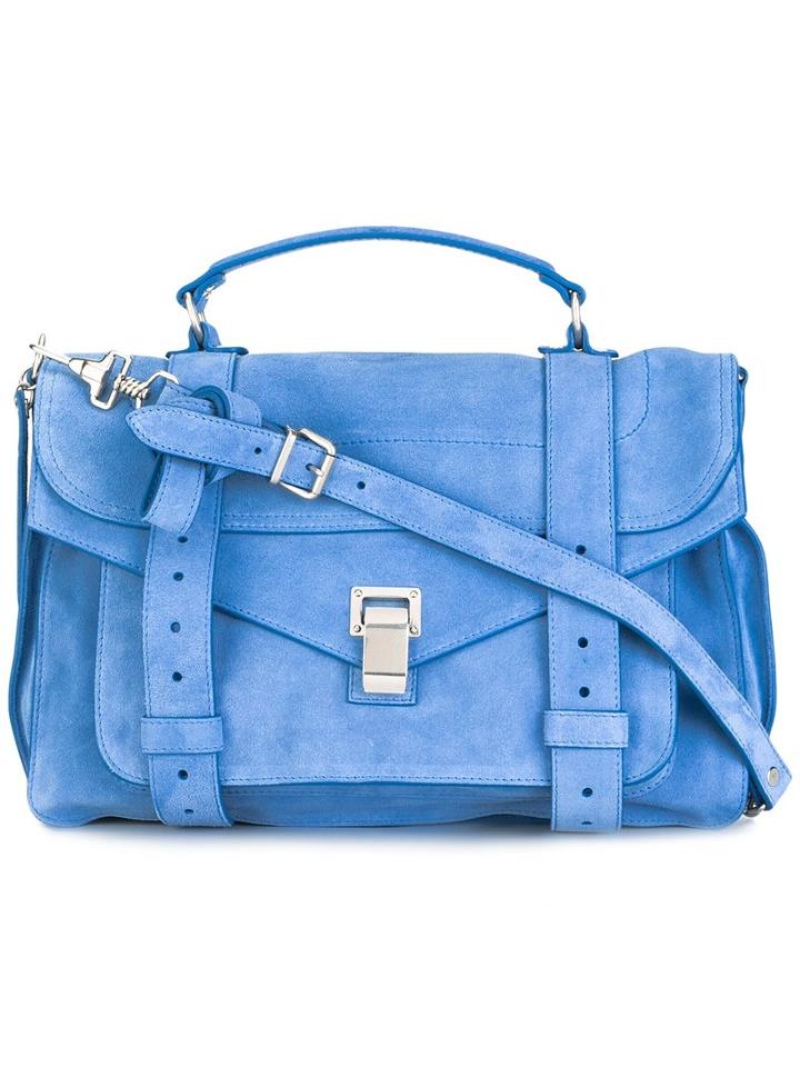 Proenza Schouler - Ps1 Satchel - Women - Calf Suede - One Size, Blue, Calf Suede