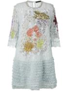 Amen - Embellished Cropped Sleeve Dress - Women - Polyester/pvc/polyimide/glass - 42, Blue, Polyester/pvc/polyimide/glass